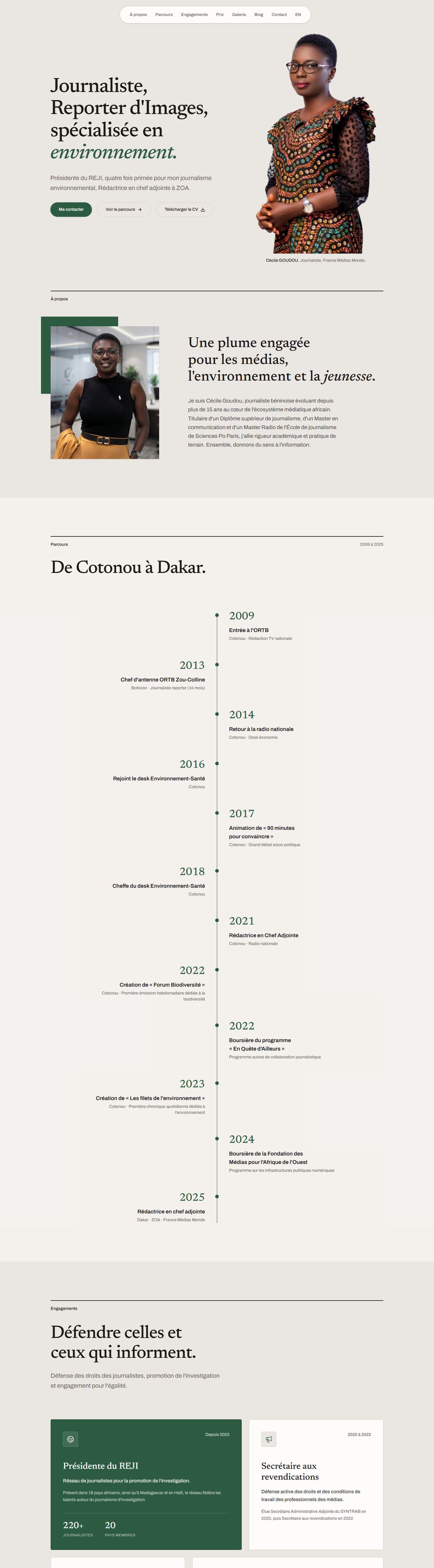 Page d’accueil du portfolio de Cécile Goudou