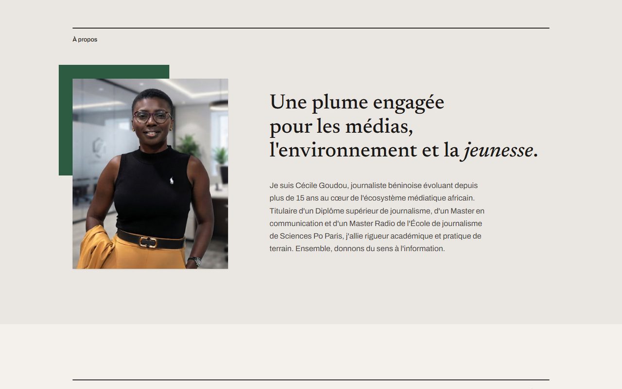 Section À propos du portfolio