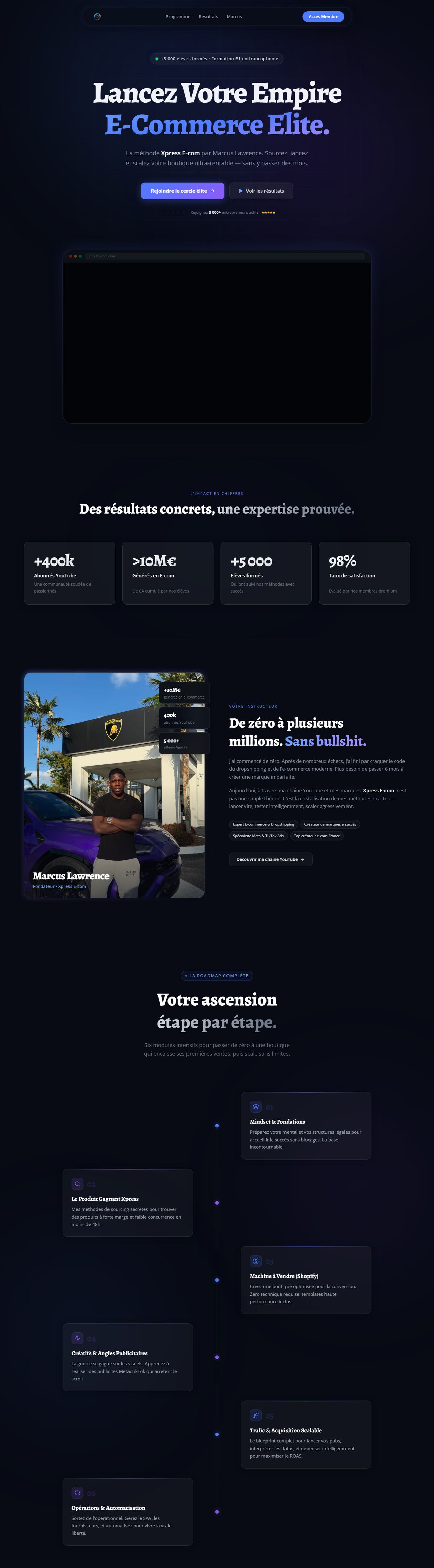 Landing page de la formation Xpress E-com